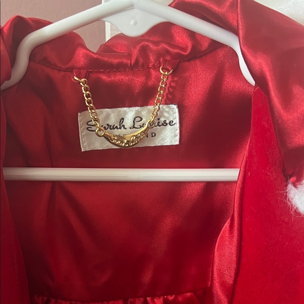 Chic Red Kids Pea Coat with White Trim - Picture 3 of 8